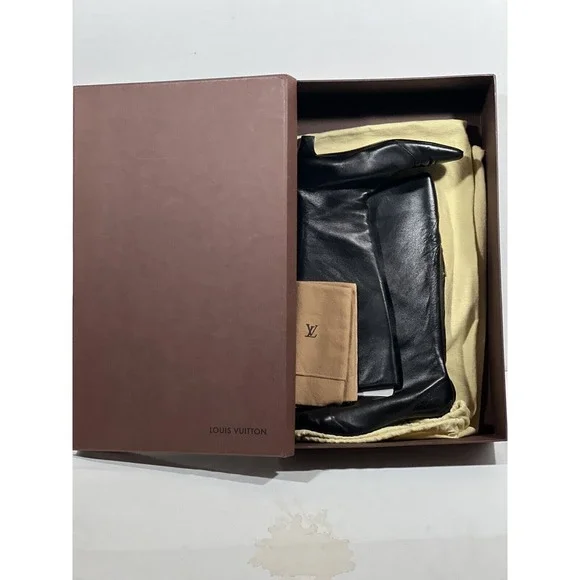 Louis Vuitton Boots Womens 7.5 Black Leather Designer Luxury Ankle Boots - Picture 8 of 16